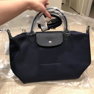 Longchamp Neo top handle with crossbody strap navy